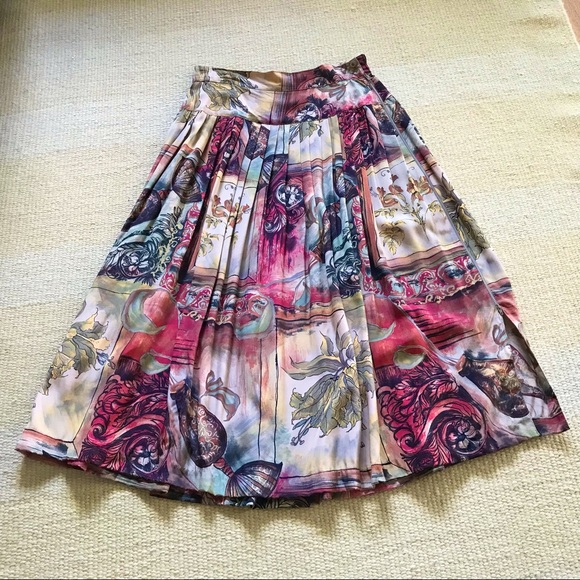 ✨Vintage 1980’s Platinum Dorothy Schoelen Floral Skirt, Sz12 - Picture 1 of 6